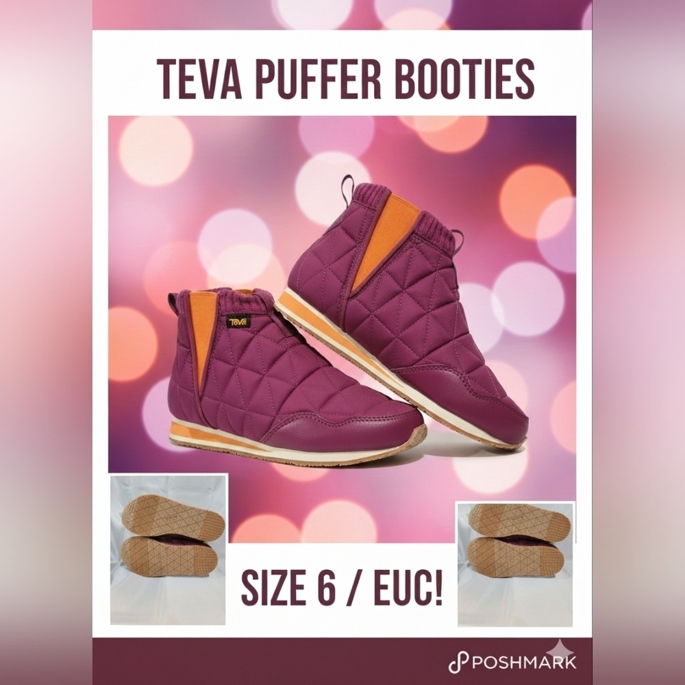 TEVA ReEmber Puffer Booties Purple EUC Sz 6